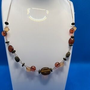 Elegant Brown and Tan Beaded Necklace